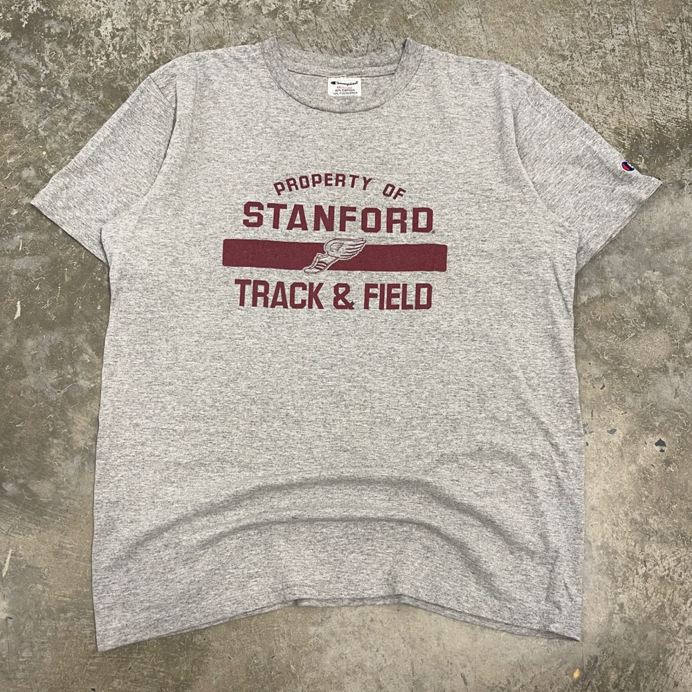 Champion Stanford University Track & Field T-Shirt Mens Medium Gray Collegiate